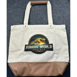Jurassic World Rebirth Canvas Tote Bag Movie Promo Exclusive Faux Leather Accent